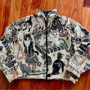 VTG NWT Maxson Tapestri Cat Print Women's Jacket One Size